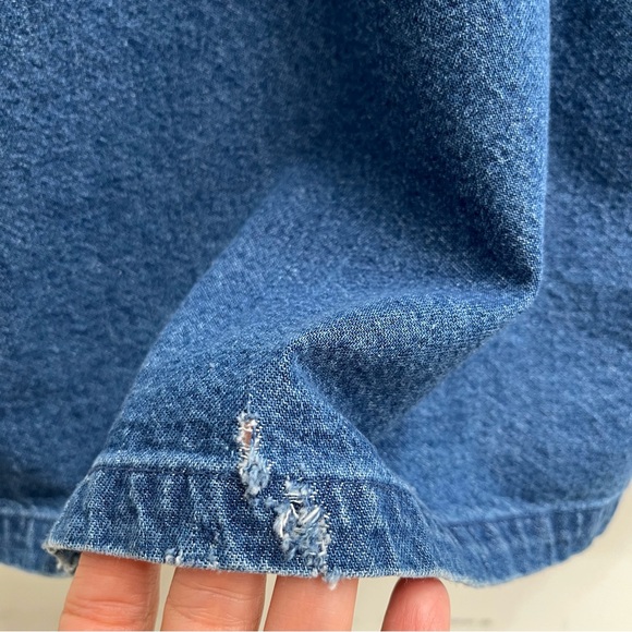 Vintage 90’s denim maxi jumper dress country chicken rooster patchwork appliqués - Picture 14 of 14